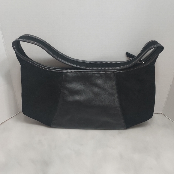 Leather/Suede Black Fall Trendy Shoulder Handbag. - Picture 1 of 6
